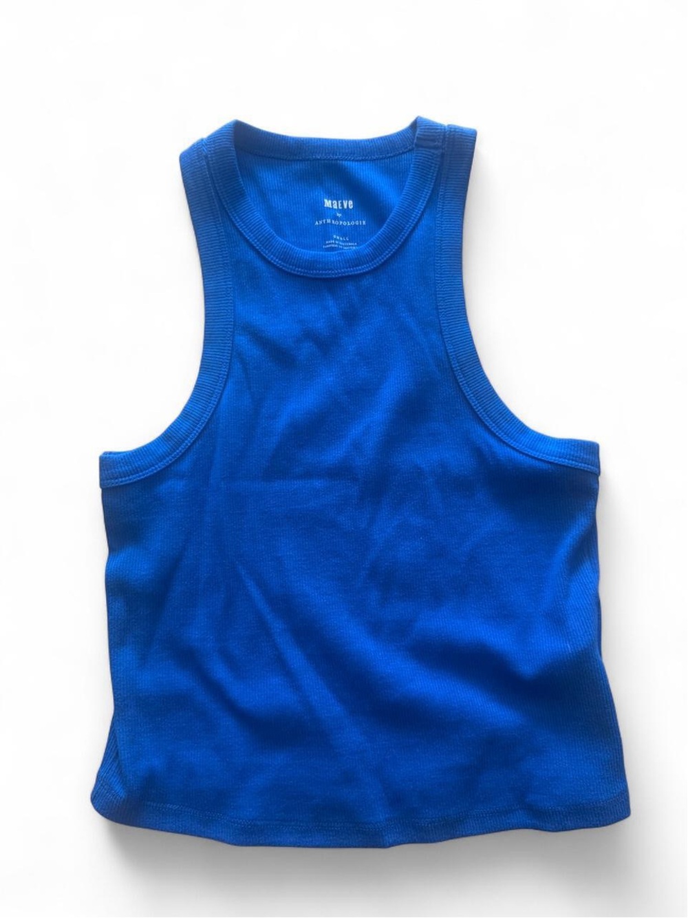 Maeve Sleeveless Ribbed Tank Top in Blue